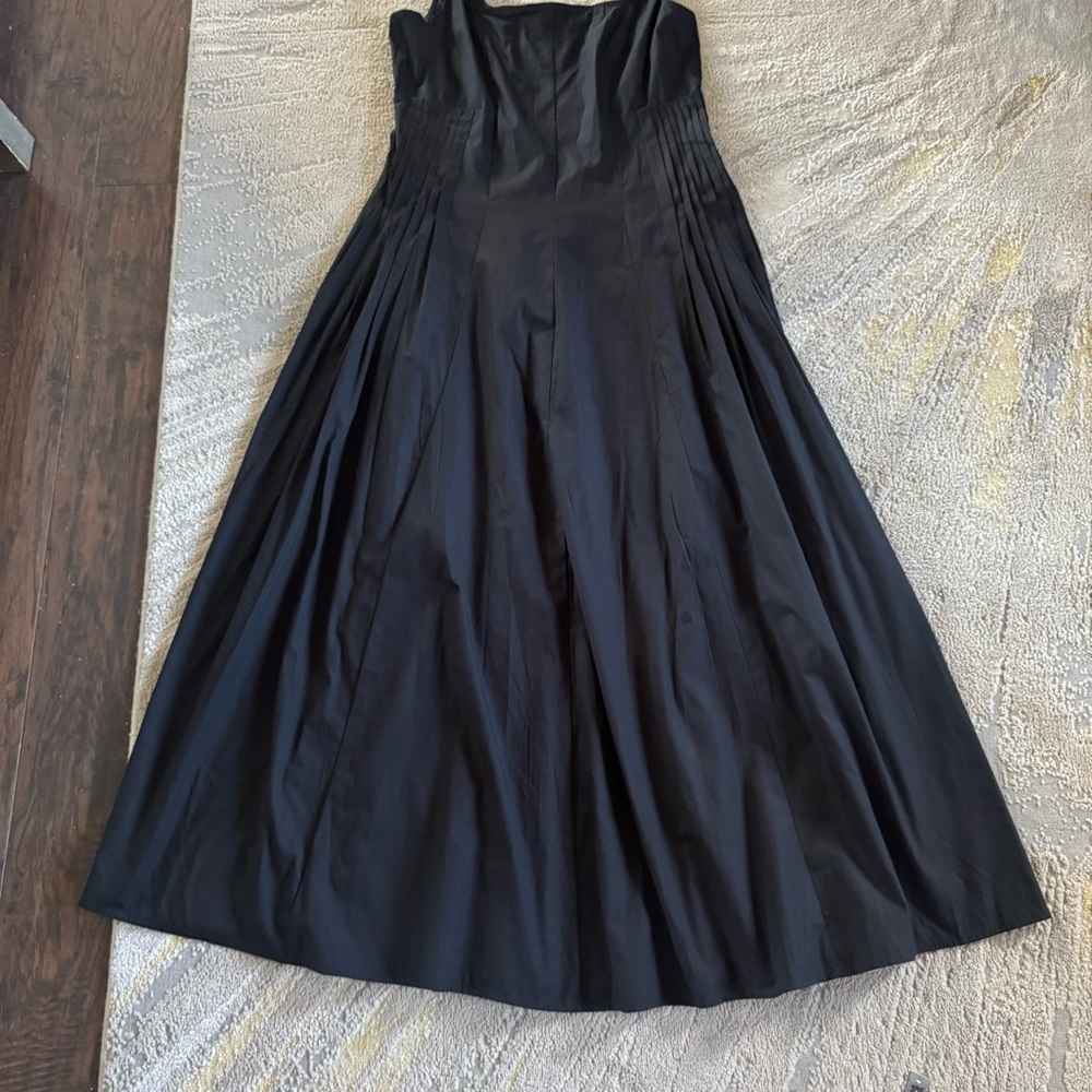 ASOS black long maxi dress square neck pleat waist smocked back 10 - Picture 7 of 16